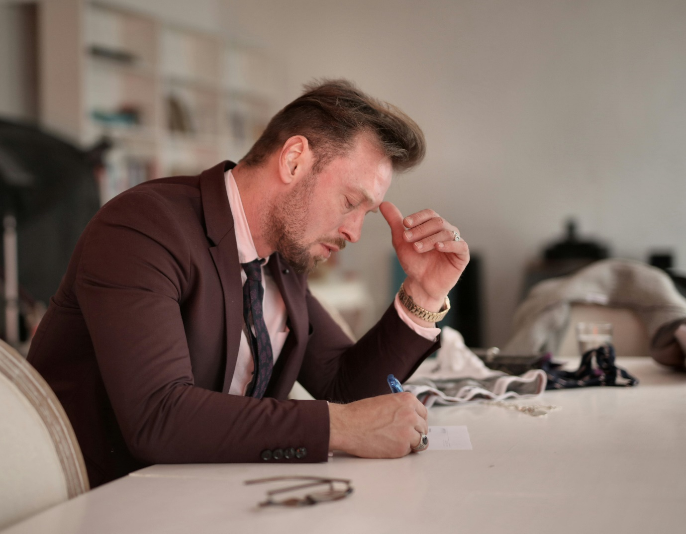 a businessman taking notes