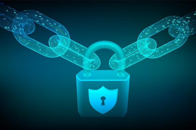 A futuristic representation of quantum-resistant blockchain technology designed to safeguard digital assets.