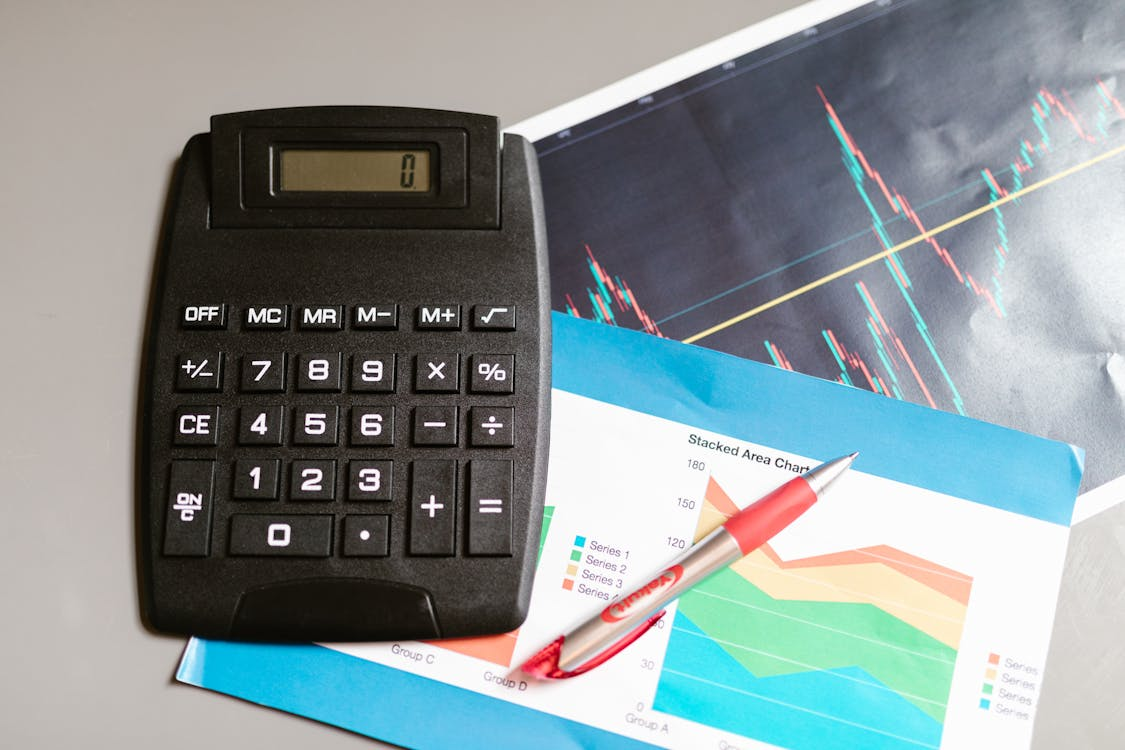 black calculator on the table