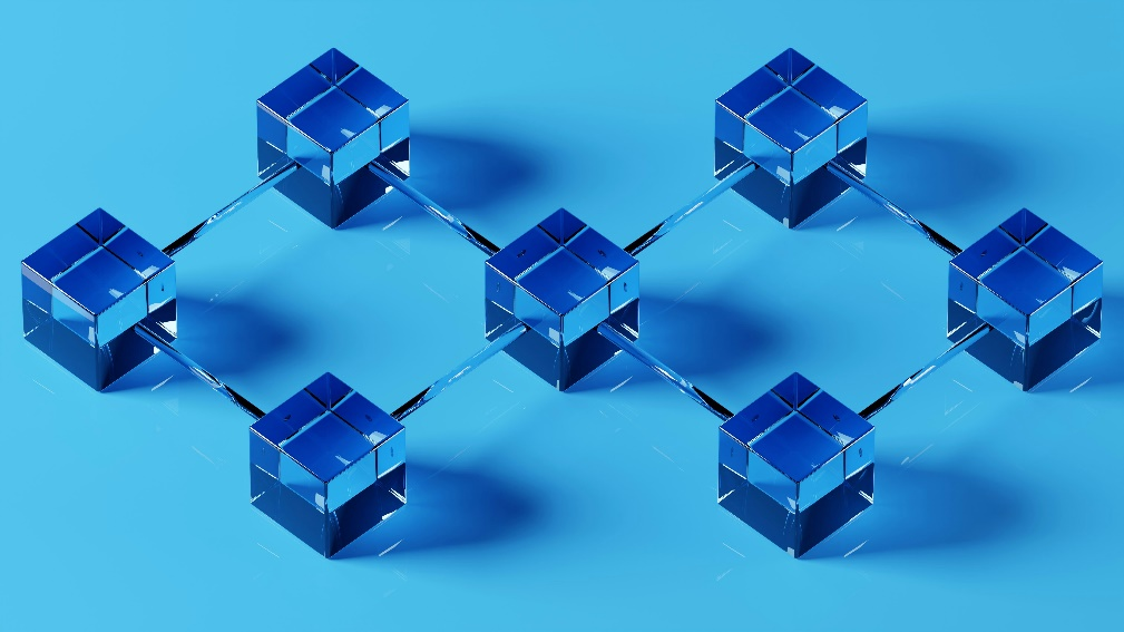 Abstract blue cubes representing blockchain networks