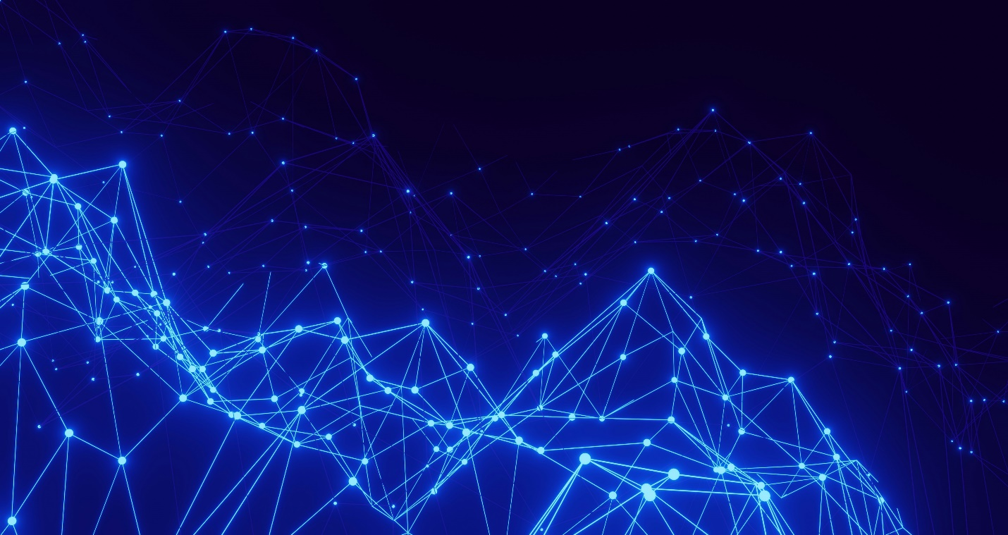 Digital web of nodes representing blockchain connectivity