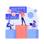Team analyzing staking yields and financial dashboards for digital asset investments