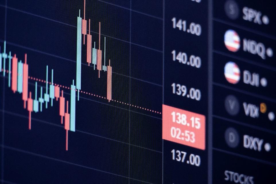 Candlestick chart showing volatility in digital asset markets
