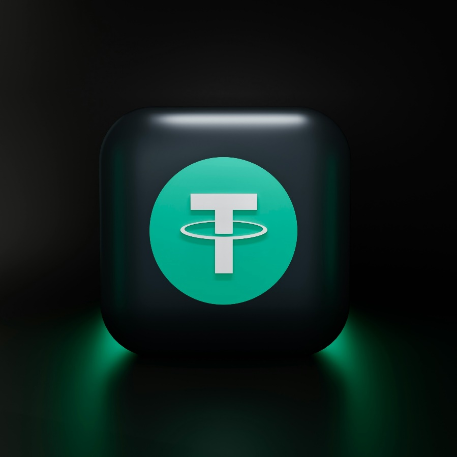 Digital asset token icon on black background