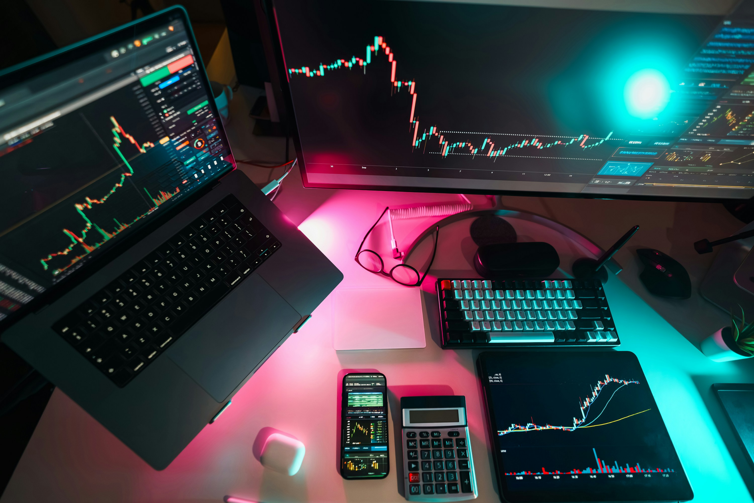 Digital asset trader monitoring cryptocurrency price charts and liquidity movements across multiple screens during market analysis.